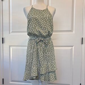 Staccato Sage Green Patterned Sun Dress